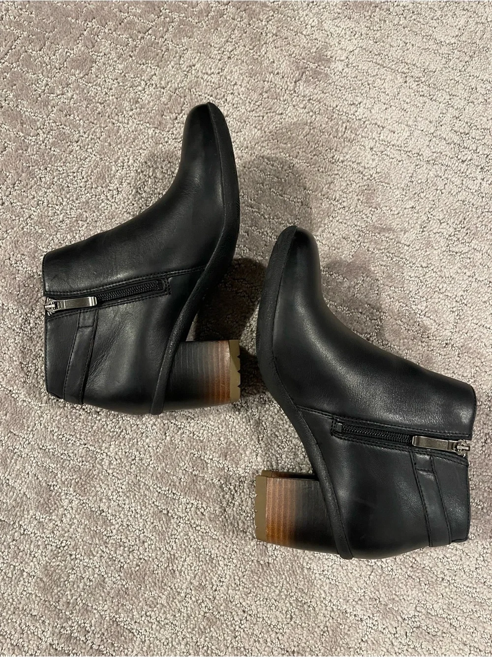 Dansko Perry Black Leather Ankle Boot with Stacked Heel, Waterproof, Size 38/7.5